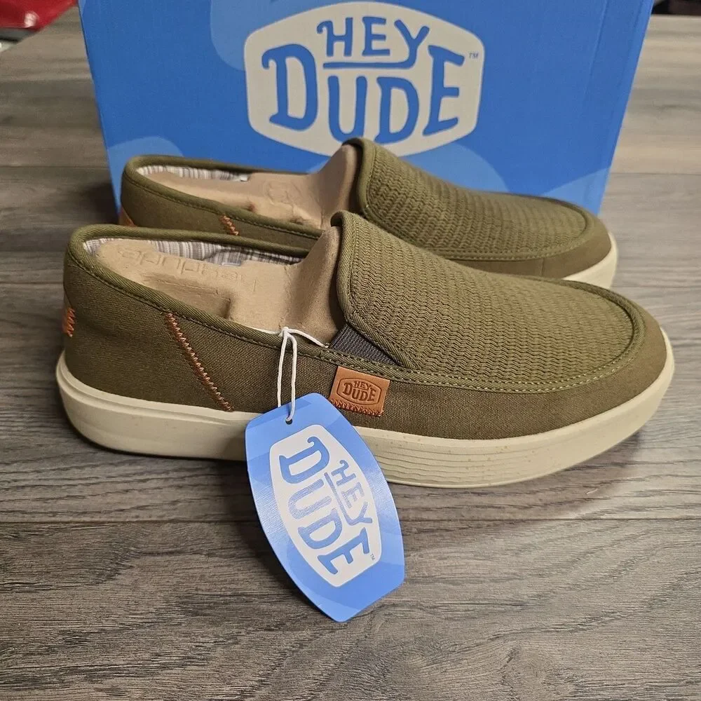 Hey Dude Men's Sunapee Coastline Olive Size 12 NEW in Box
